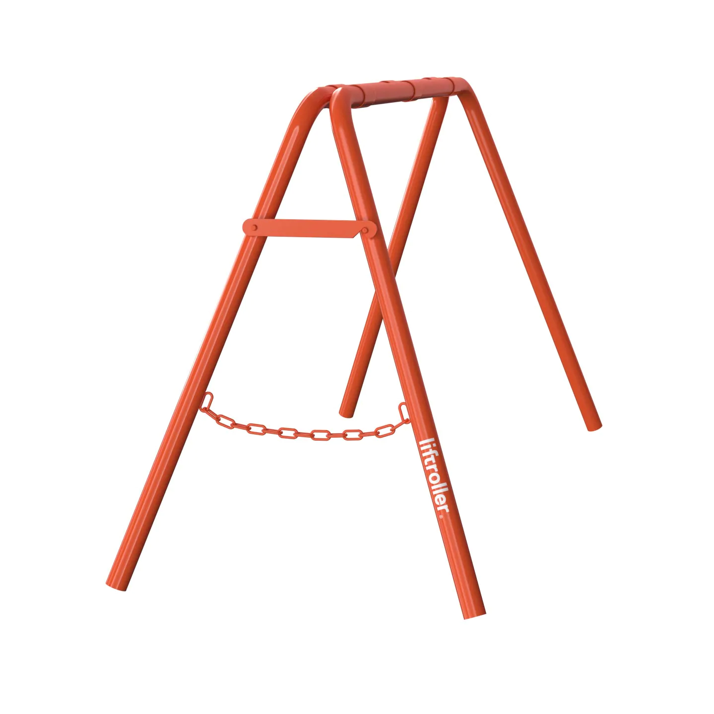 The Liftroller Trestle lightweight A frame work platform in orange steel